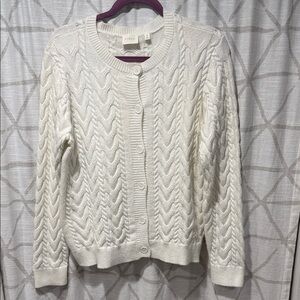 Cyrus Ivory Cable-Knit Button Cardigan